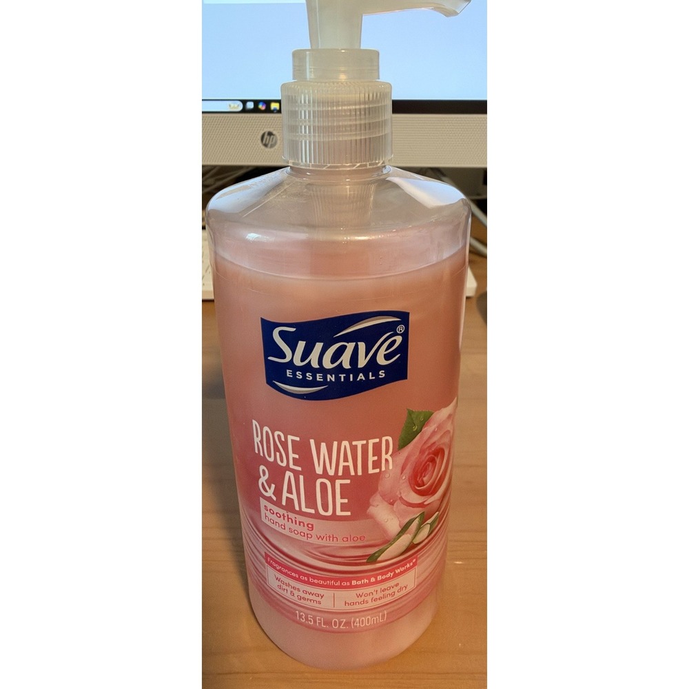 Suave Essentials ROSE WATER & ALOE Hand Soap With ESSENTIAL OILS 13.5 oz